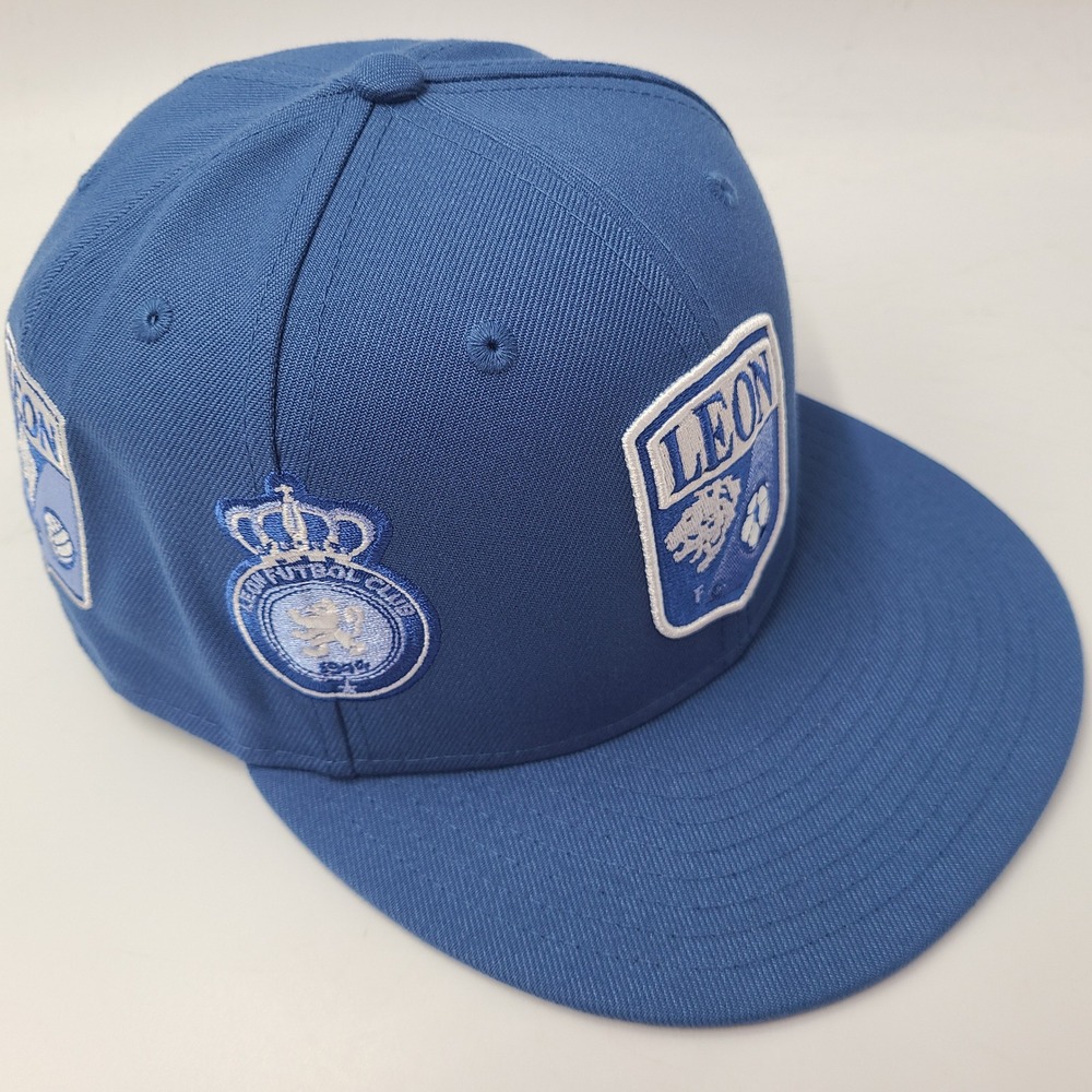 Club Leon Hat Fitted 7 5/8 New Era 59Fifty Blue White Liga MX Soccer Club FC Men